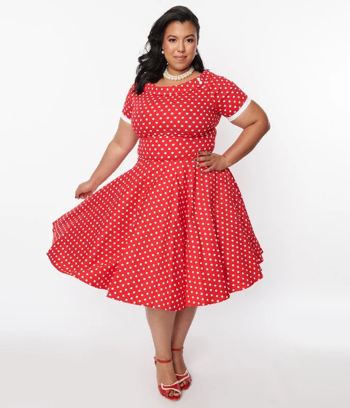 Dolly & Dotty Red & White Polka Dot Dolly Swing Dress