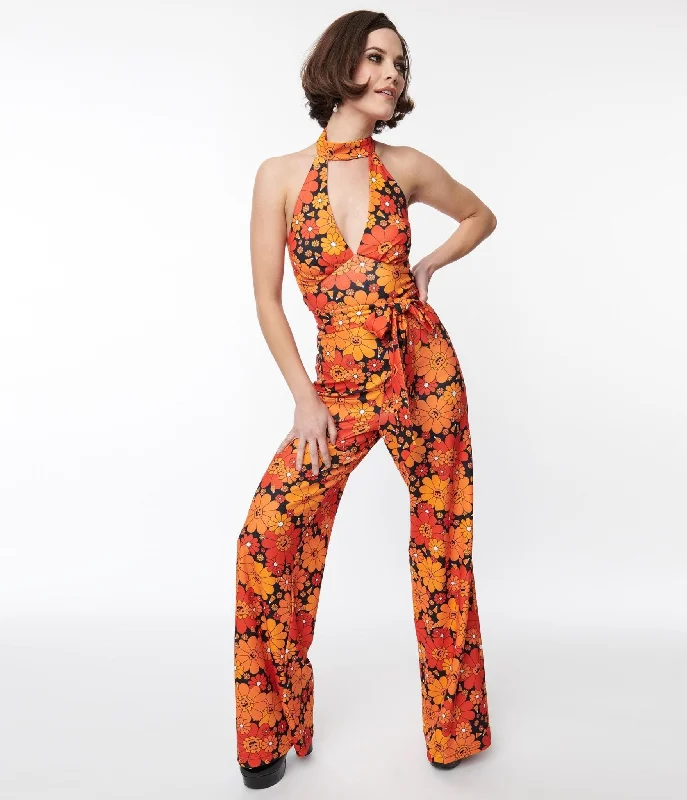 Smak Parlour Pumpkin Mod Floral Glamour Goddess Jumpsuit